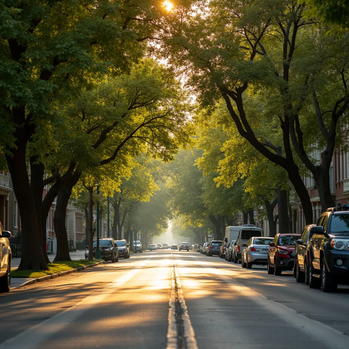 Tree-lined Downtown Sacramento street